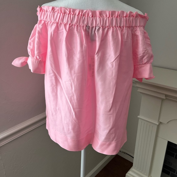 NWT J.Crew Pink Off-Shoulder Ruffle Top - Picture 3 of 9